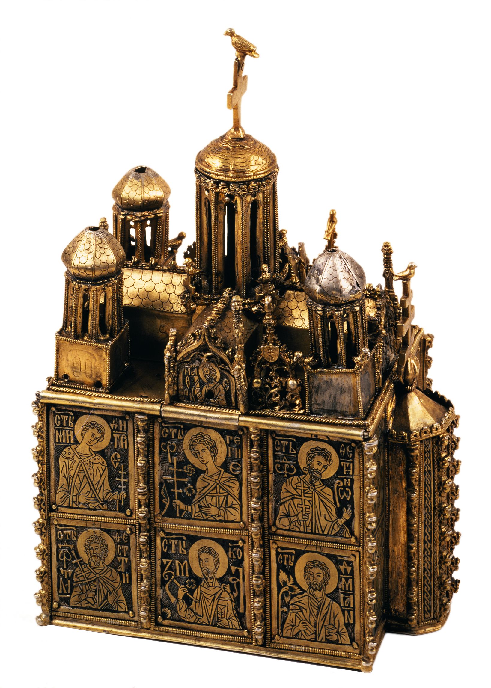 Chivot. Model miniatural din argint al unei biserici. Țara Românească, circa 1500. 